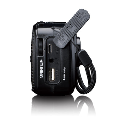 LENCO MCR-113BK - Portable hand crank emergency radio, flashlight and power bank in one - Black