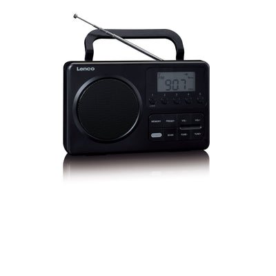 LENCO MPR-035BK - Compact portable FM radio with LCD display - Black