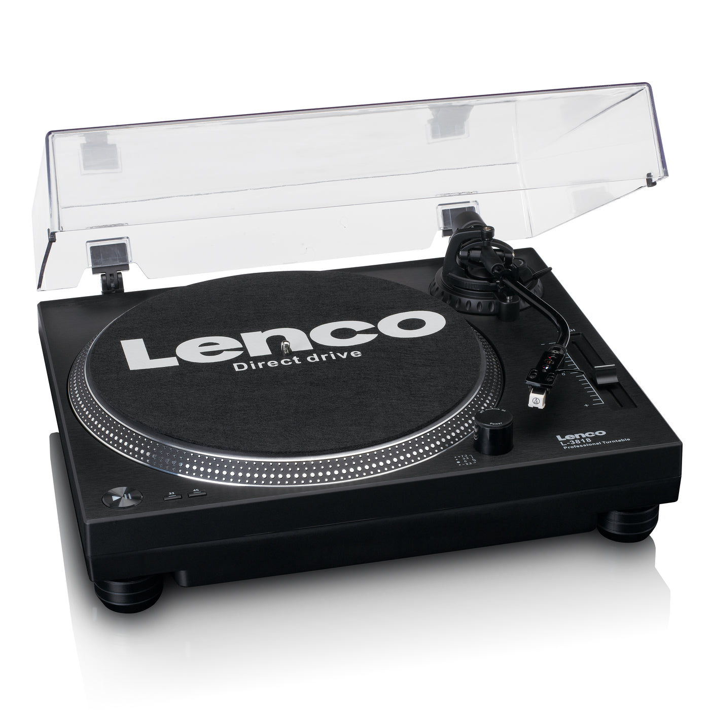 Lenco L-3818BK - Direct drive Record Player with USB/PC Encoding - Black