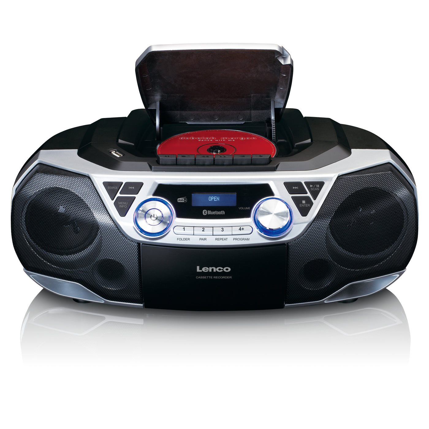 LENCO SCD-720SI - Portable Boombox with DAB+/FM radio, Bluetooth®, CD, Casette Recorder and USB player - Silver