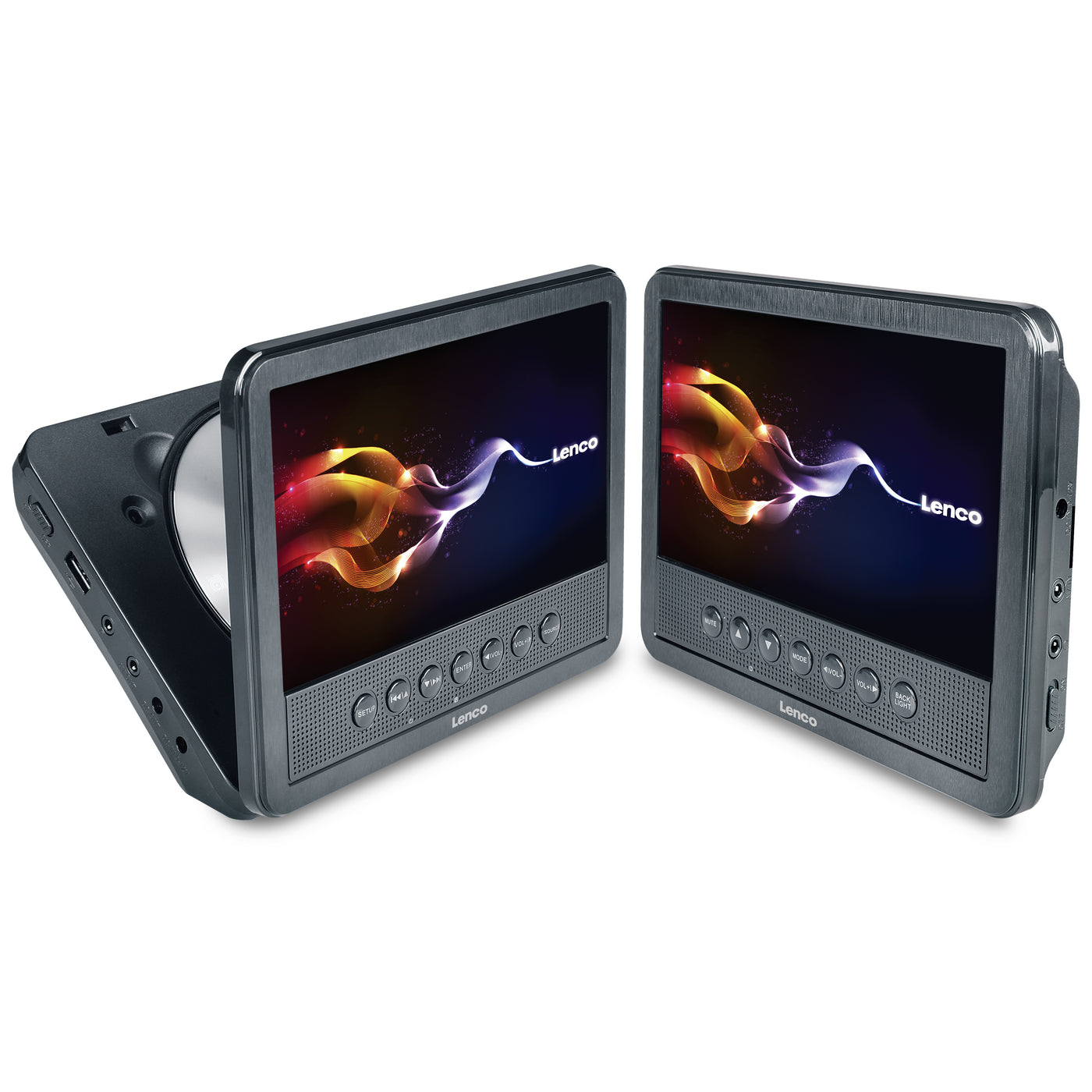 LENCO MES-212 - 7" Double display portable DVD player wth USB - Black