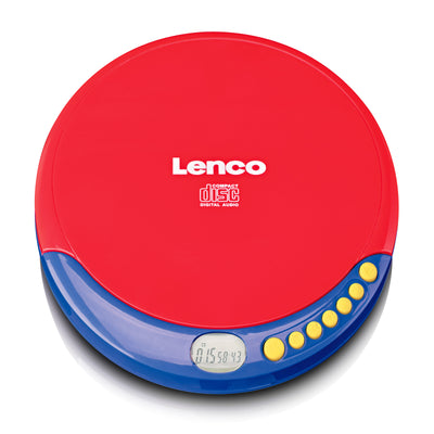 LENCO CD-021KIDS - Portable CD player for children with kids headphones, rechargeable batteries, and built-in sound limiter - Multicoloured