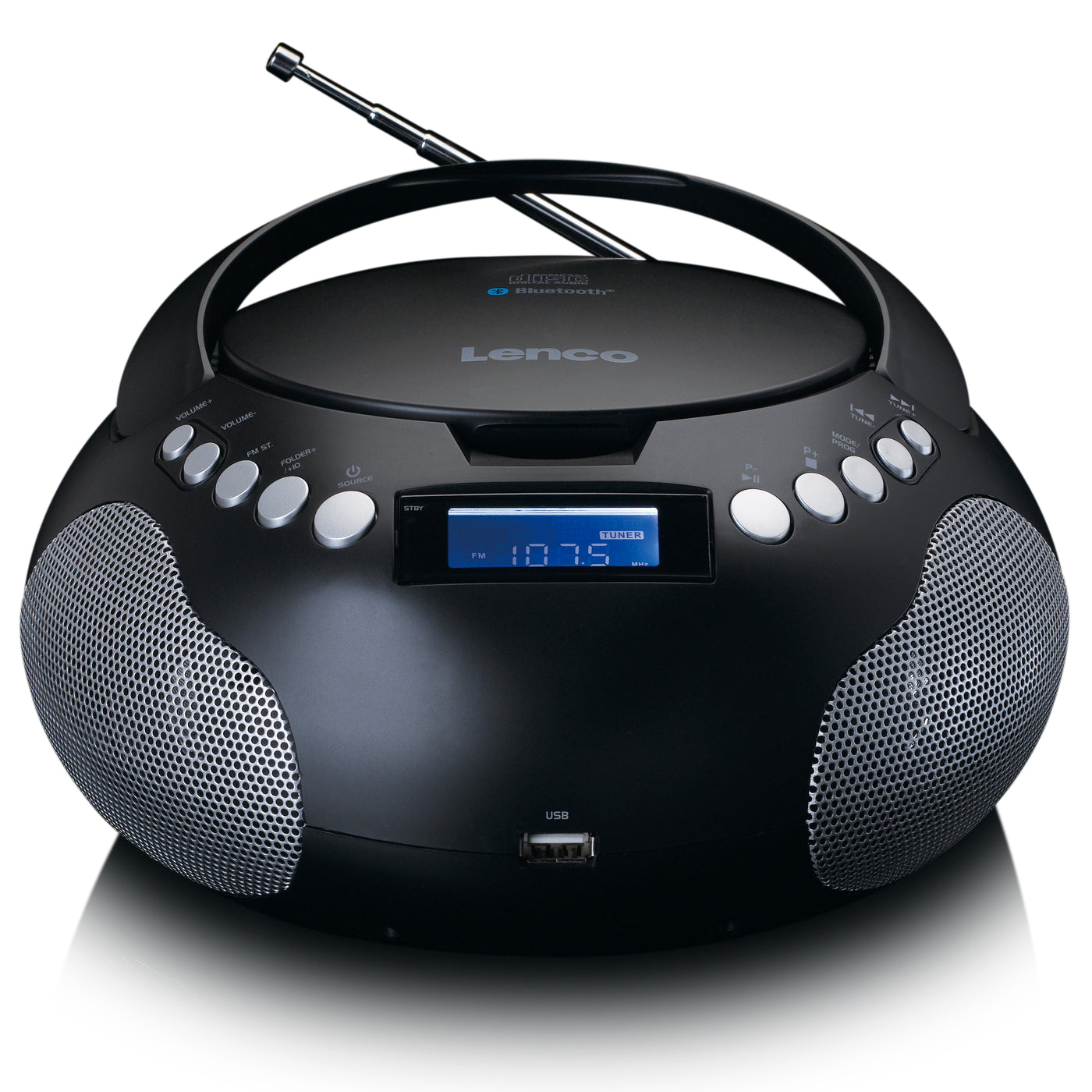 LENCO SCD-331BK - Portable Radio/CD/MP3 player with USB and Bluetooth® - Black