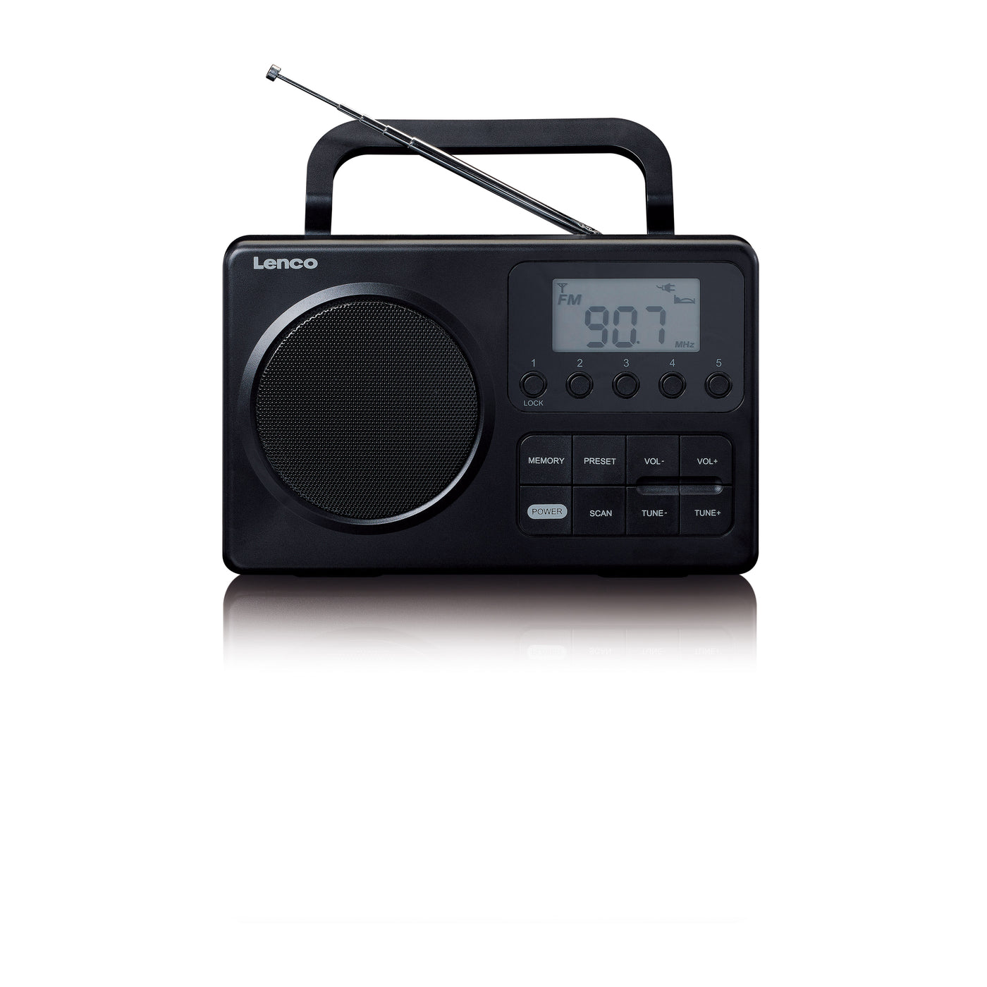 LENCO MPR-035BK - Compact portable FM radio with LCD display - Black
