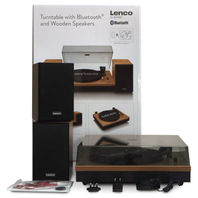 LENCO LS-300WD - Platenspeler met Bluetooth® en twee externe speakers, hout