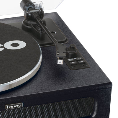 LENCO LS-430BK - Platenspeler met 4 ingebouwde Luidsprekers - Zwart