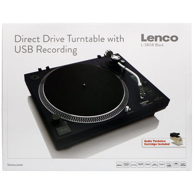 LENCO L-3808 Black - Direct aangedreven Platenspeler met USB/PC encoding - Zwart