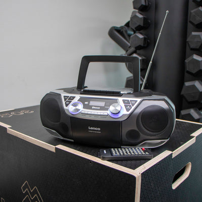 LENCO SCD-720SI - Portable Boombox with DAB+/FM radio, Bluetooth®, CD, Casette Recorder and USB player - Silver