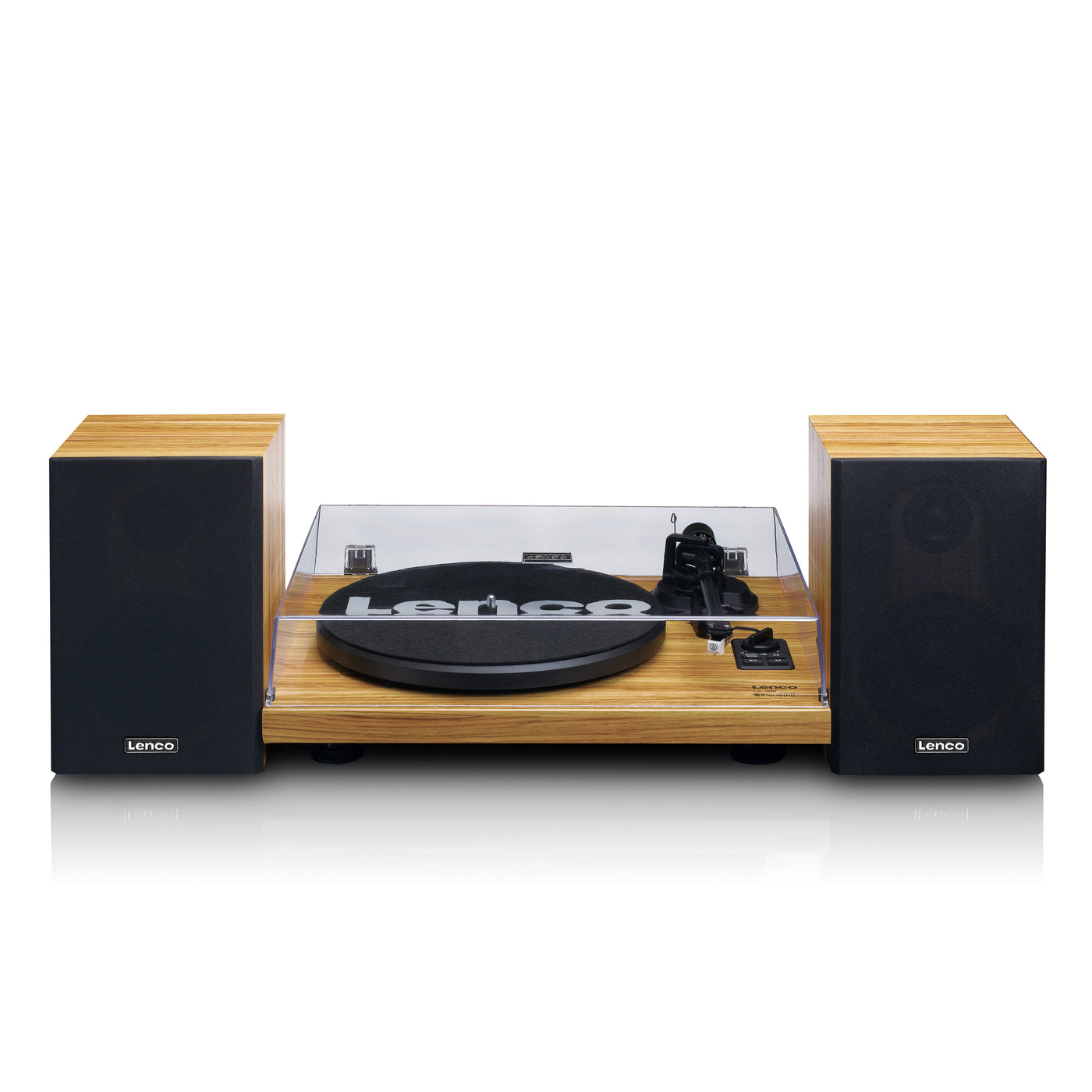 LENCO LS-500OK - Platenspeler met ingebouwde versterker en Bluetooth® plus 2 externe speakers - Hout