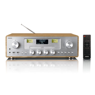 LENCO DAR-281WDSI - DAB+/FM radio met CD-speler, USB, Bluetooth® en draadloos oplaadpunt - Hout/Zilver