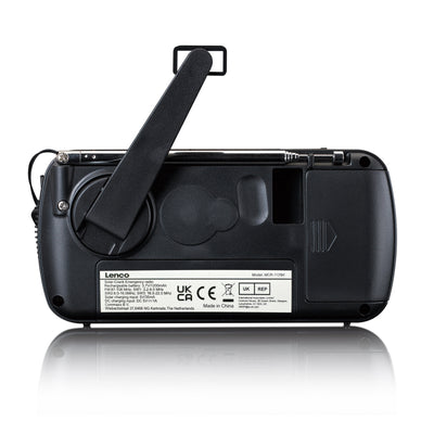 LENCO MCR-112BK - Portable hand crank emergency radio, flashlight and power bank in one - Black