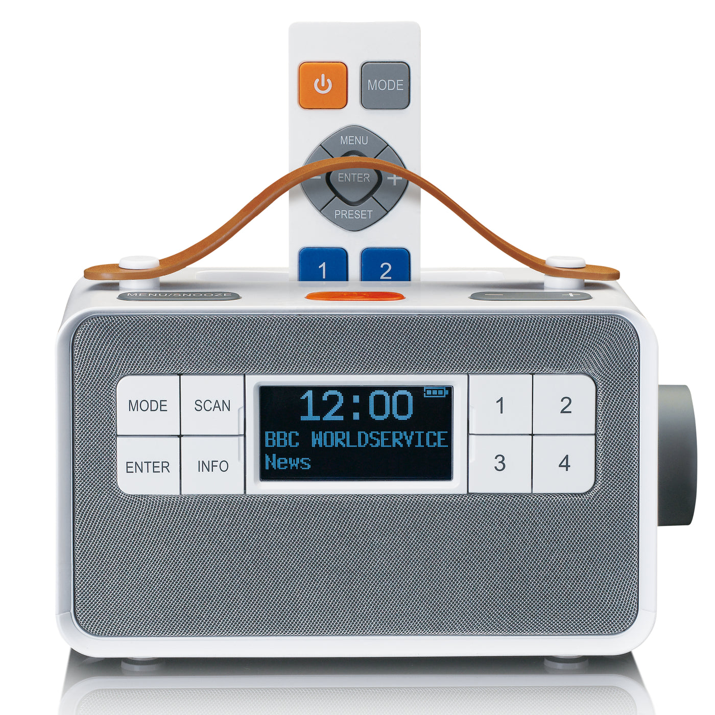 LENCO PDR-065WH - Portable senior FM/DAB+ radio with big buttons and "Easy Mode" function, white