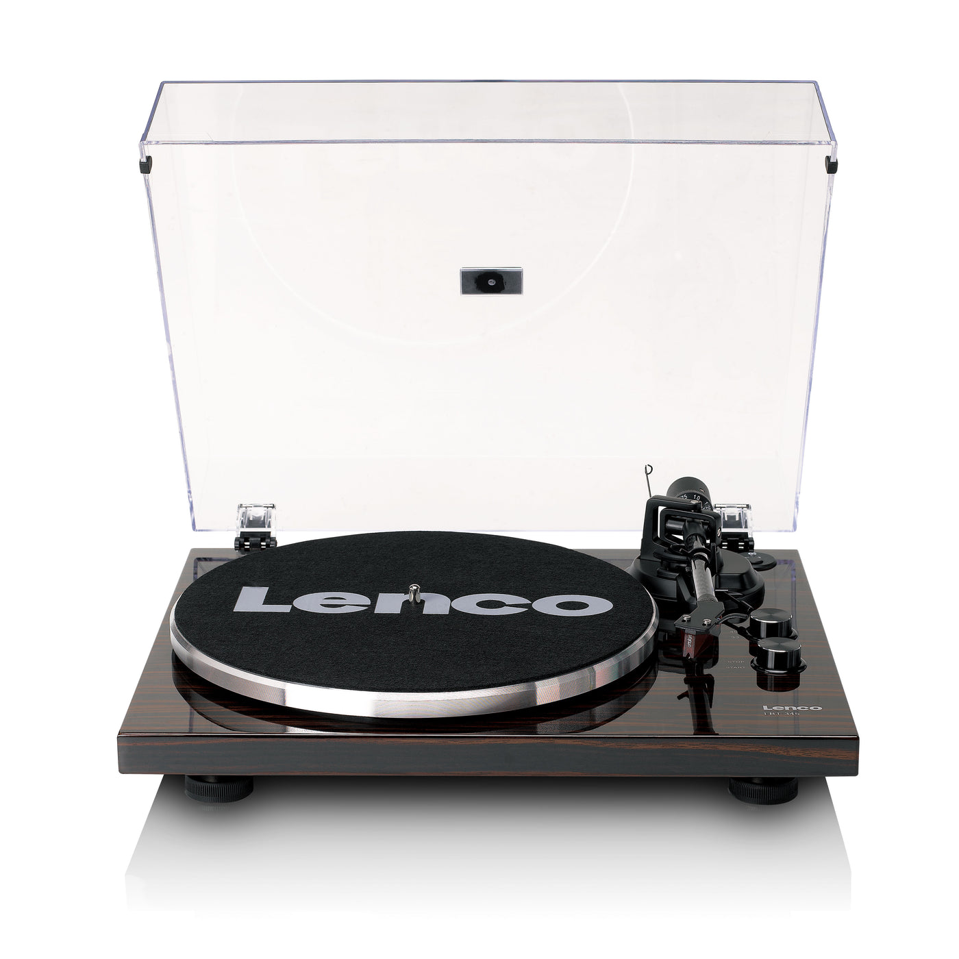 LENCO LBT-345WA - Record Player with Bluetooth® and Ortofon 2M Red cartridge, including chrome-plated record stabilizer - Walnut