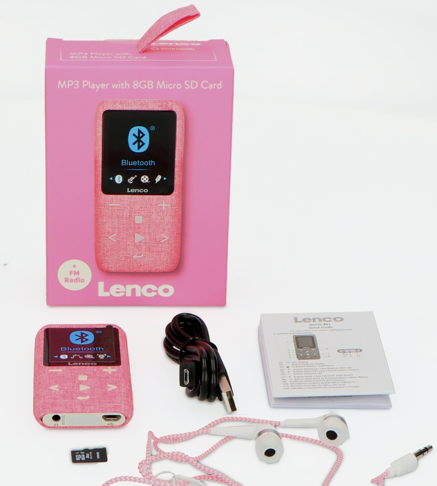 LENCO Xemio-861PK - MP3/MP4 Player met Bluetooth® 8GB Micro SD Card - Roze