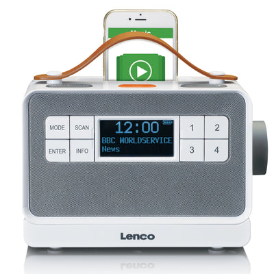 LENCO PDR-065WH - Portable senior FM/DAB+ radio with big buttons and "Easy Mode" function, white