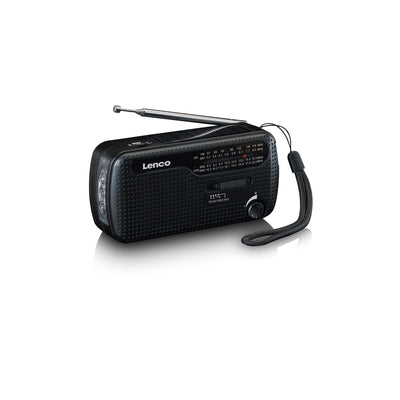 LENCO MCR-112BK - Portable hand crank emergency radio, flashlight and power bank in one - Black