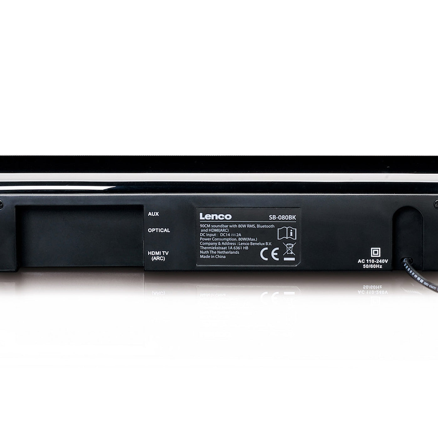 LENCO SB-080 BK-90 cm Soundbar - 80w - Bluetooth® - USB - HDMI - ingebouwde subwoofer - Zwart