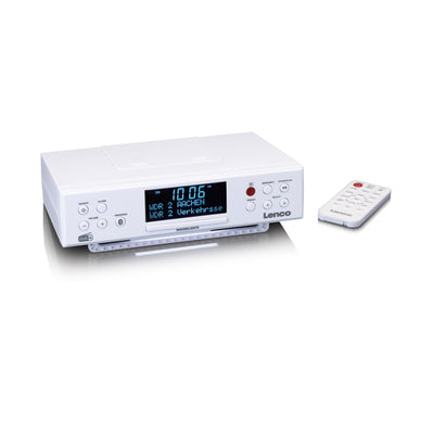 LENCO KCR-190WH - DAB+/FM Kitchen Radio with Bluetooth®, LED Lighting, and Timer - White