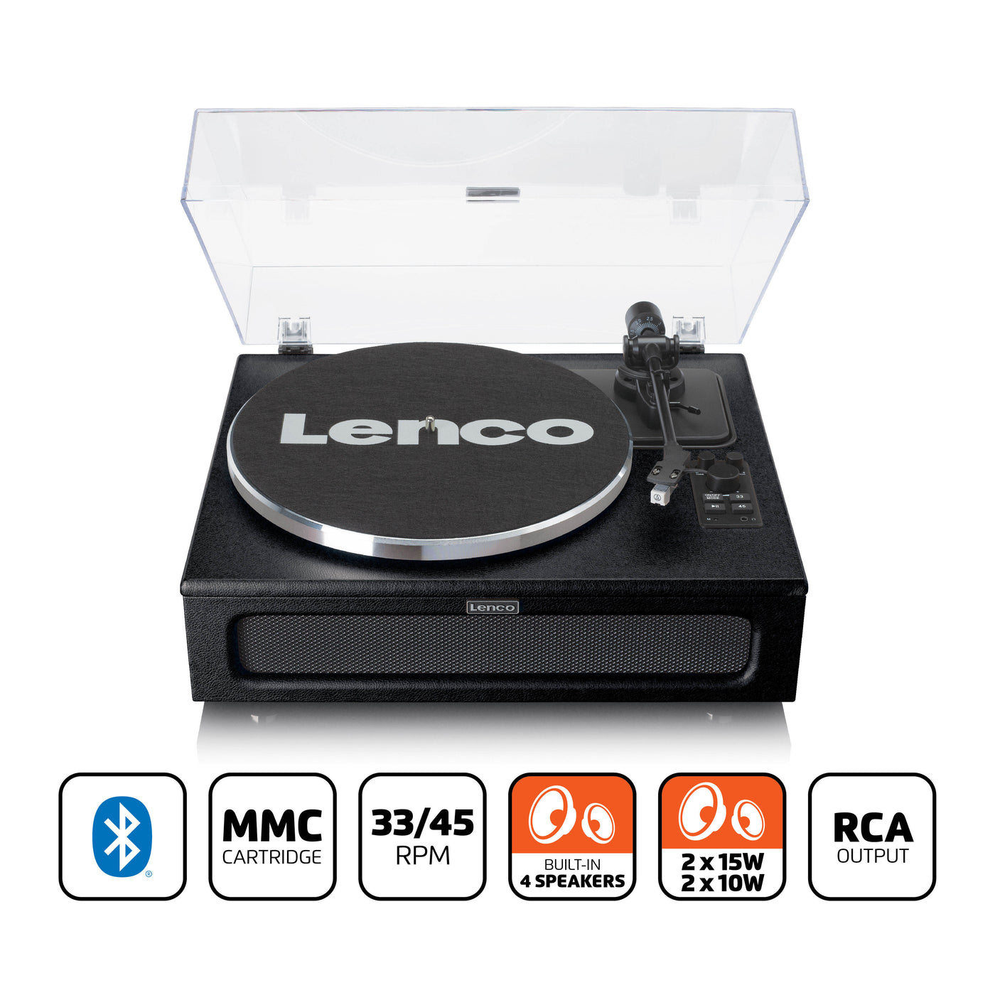 LENCO LS-430BK - Platenspeler met 4 ingebouwde Luidsprekers - Zwart