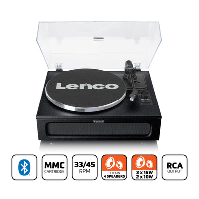 LENCO LS-430BK - Platenspeler met 4 ingebouwde Luidsprekers - Zwart
