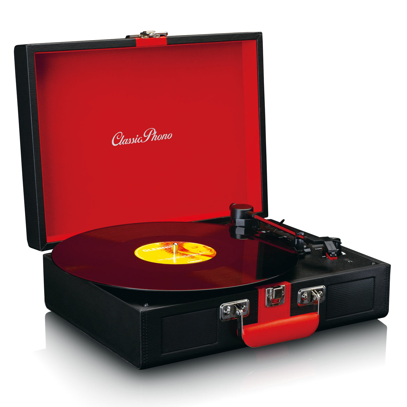 CLASSIC PHONO TT-110BKRD - Record Player with Bluetooth® reception and built in speakers - Black Red