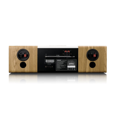LENCO MC-375WHWD - HiFi Stereo system with DAB+/FM Radio, Bluetooth®, CD Player, and wireless charging station - White/Wood