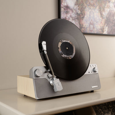 LENCO LSA-071SI - Volautomatische verticale platenspeler met ingebouwde luidsprekers en Bluetooth® - Zilver