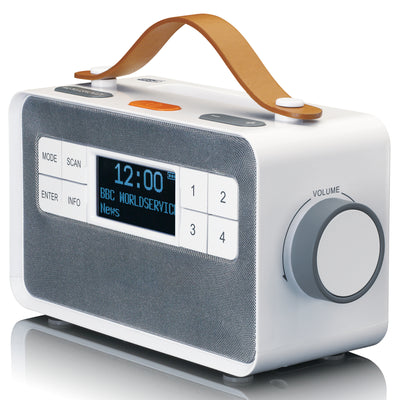 LENCO PDR-065WH - Portable senior FM/DAB+ radio with big buttons and "Easy Mode" function, white