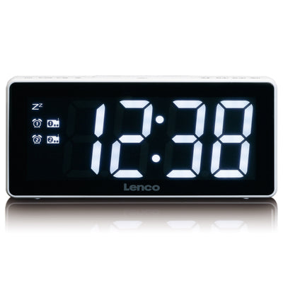 LENCO CR-30WH - FM Wekkerradio met groot 3" LED scherm