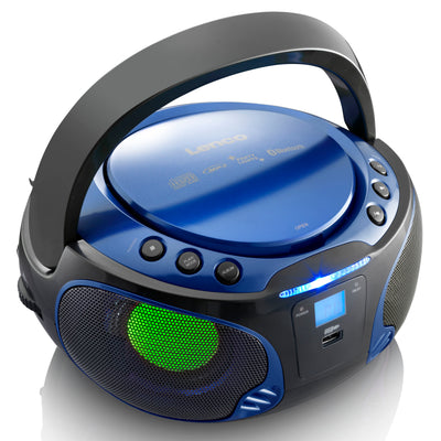 LENCO SCD-550BU - Draagbare FM Radio CD/MP3/USB/Bluetooth®-speler met LED verlichting - Blauw