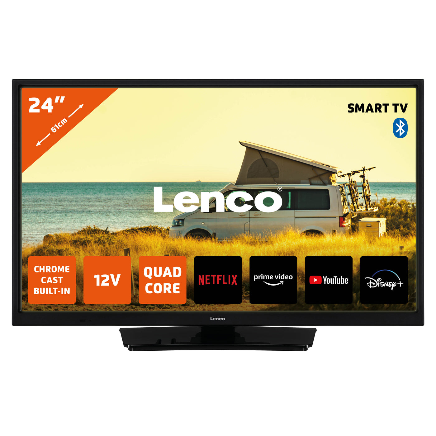 LENCO LED-2463BK - 24" Android Smart TV with 12V car adapter, black