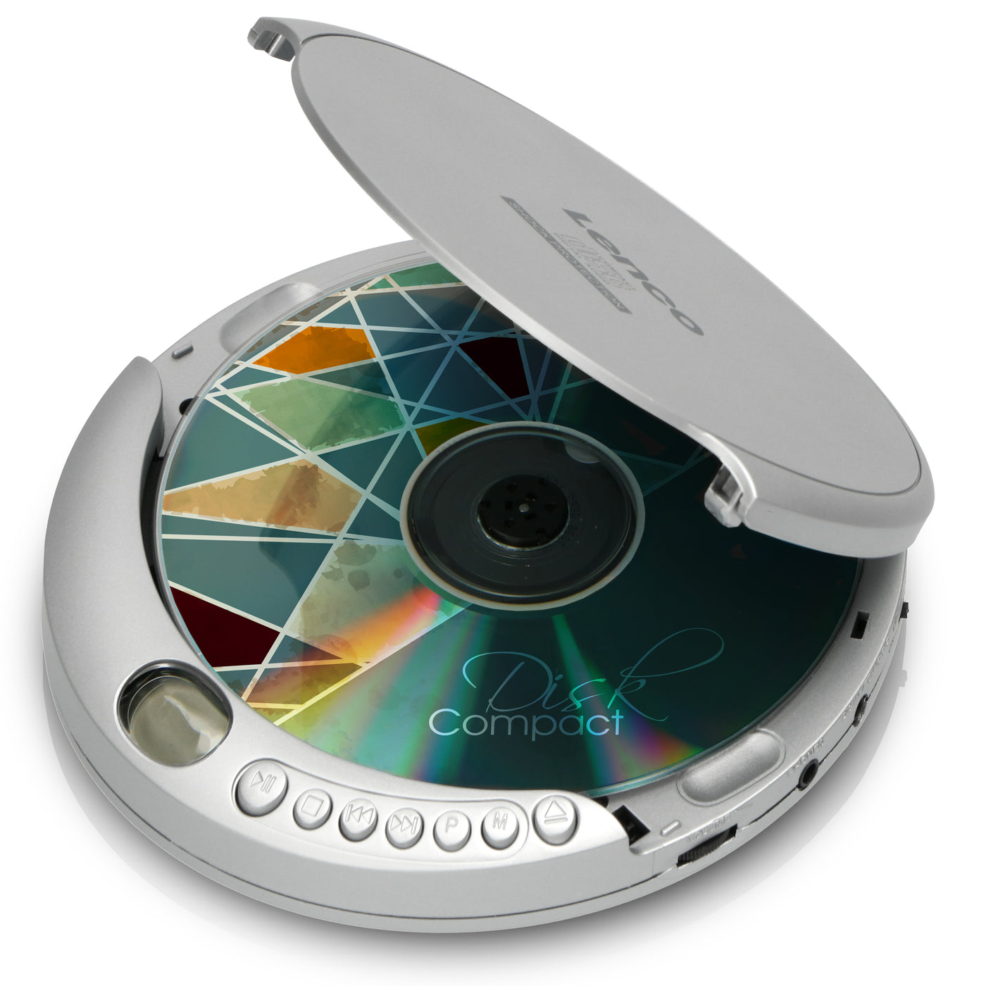 LENCO CD-201SI+PBC-50GY - Draagbare CD/MP3 speler met antischokbescherming en handige opbergcase met ingebouwde powerbank - Zilver/Grijs