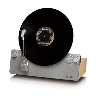 LENCO LSA-071SI - Volautomatische verticale platenspeler met ingebouwde luidsprekers en Bluetooth® - Zilver