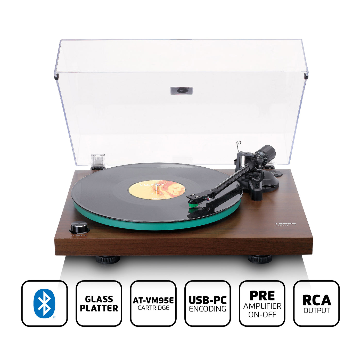 LENCO LBT-225WA - Record player with Bluetooth® transmission - dark brown