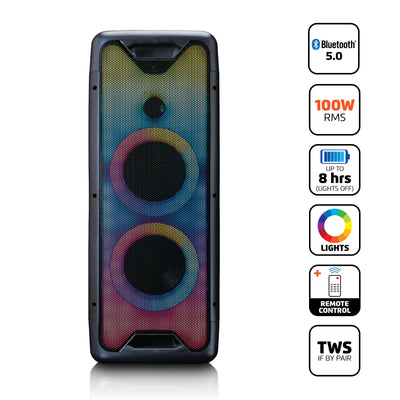 LENCO PA-200BK - PA met LED animatie, TWS functie