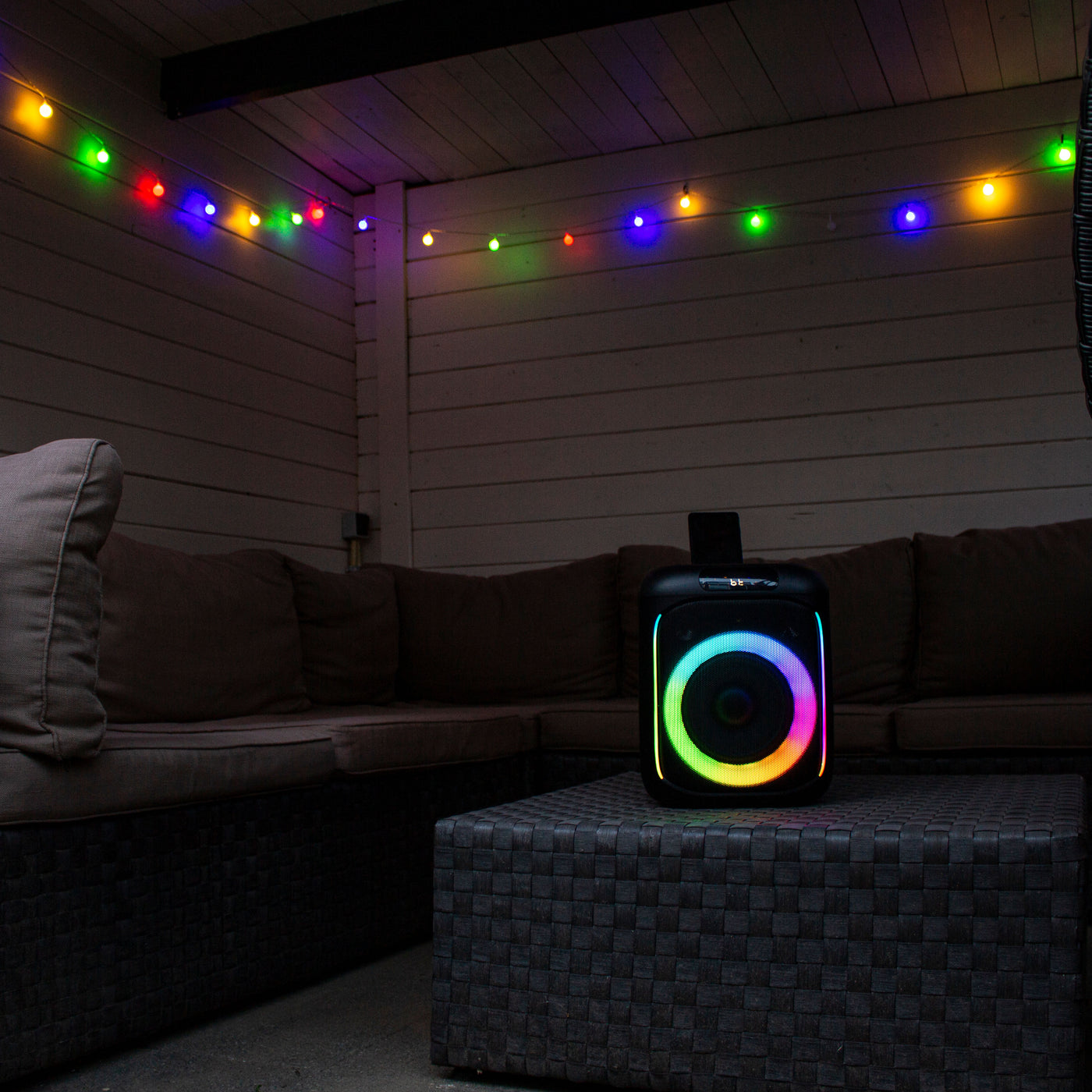 LENCO PA-100BK - Bluetooth® Party Speaker met LED-lichteffecten - 100W RMS, USB, 14 uur batterijduur - Zwart