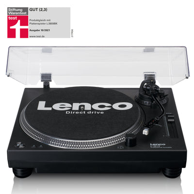 Lenco L-3818BK - Direct drive Record Player with USB/PC Encoding - Black