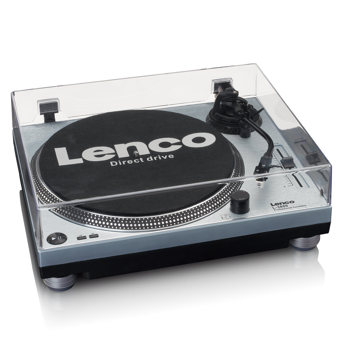LENCO L-3809ME - Direct drive Record Player with USB / PC Encoding - Metallic blue