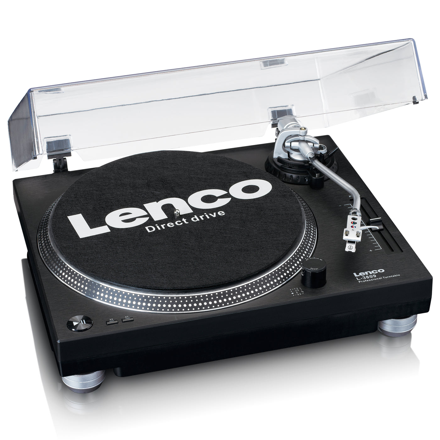 LENCO L-3809 Black - Direct aangedreven Platenspeler met USB/PC encoding - Zwart