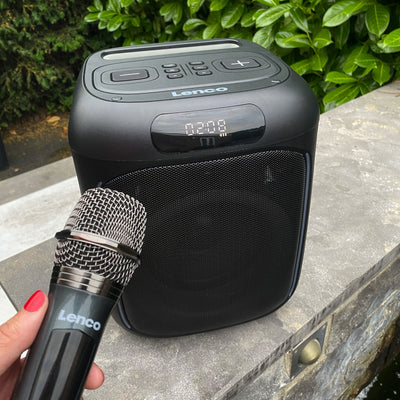LENCO PA-100BK - Bluetooth® Party Speaker with LED light effects - 100W RMS, USB, 14-hour battery life - Black