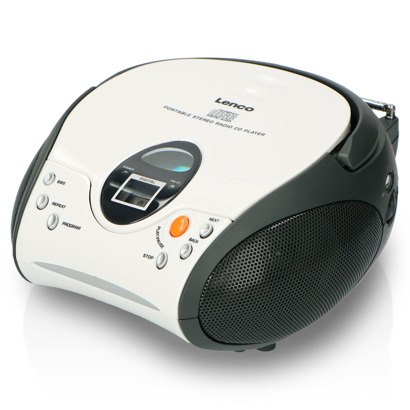 LENCO SCD-24 white - Portable stereo FM radio with CD player - White