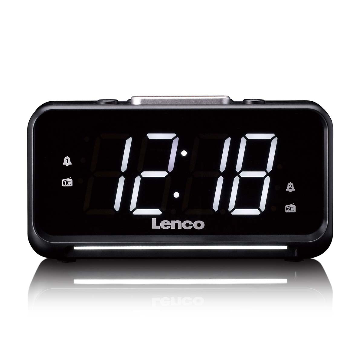 Lenco CR-28BK - Wekkerradio met handmatige dimmer, nachtverlichting en helder LED-display - Zwart
