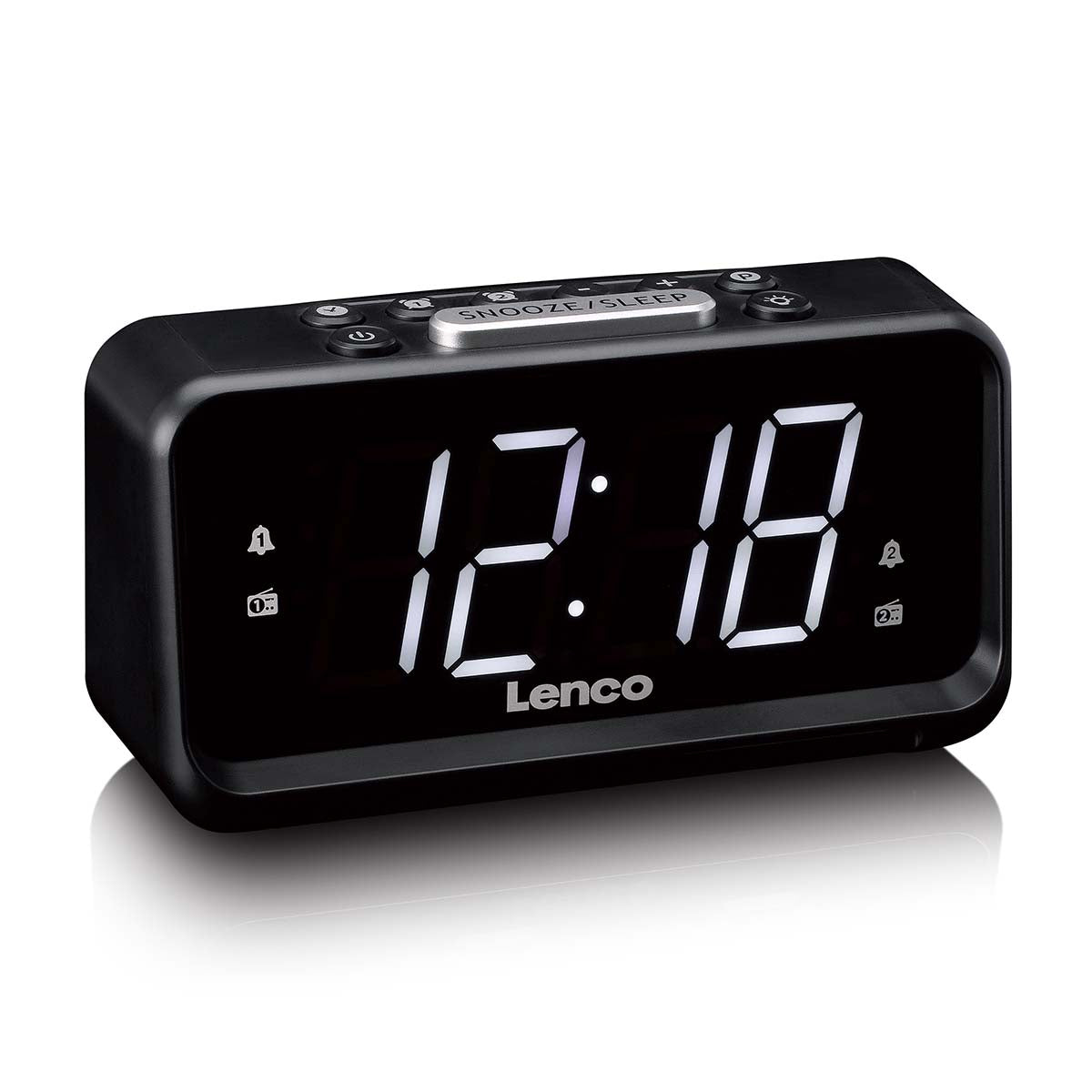 Lenco CR-28BK - Wekkerradio met handmatige dimmer, nachtverlichting en helder LED-display - Zwart