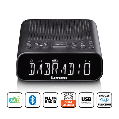 LENCO CR-606BK - Wekkerradio met DAB+/FM, Bluetooth® en groot dimbaar LCD-display - Zwart