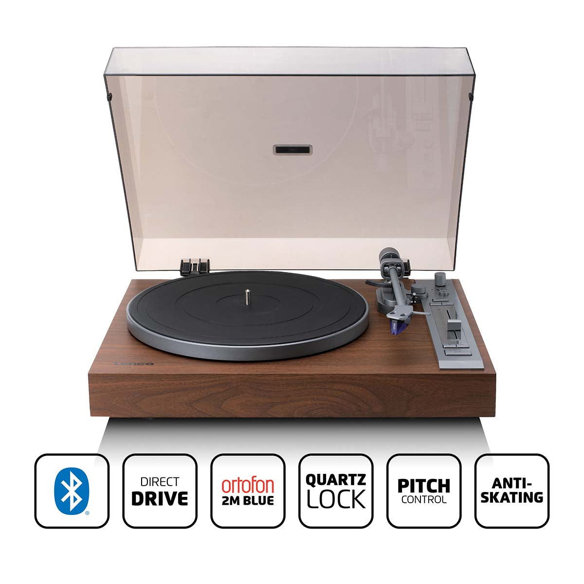 LENCO LBT-515WD - Platenspeler met Bluetooth®, direct drive en Ortofon 2M Blue cartridge