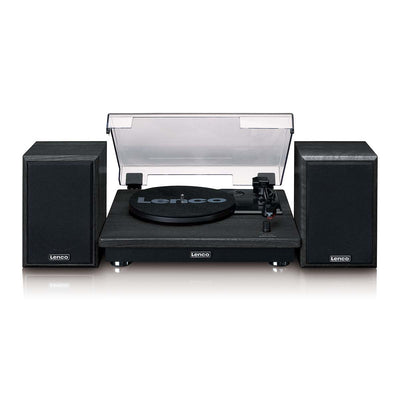 LENCO LS-100BK - Turntable with Bluetooth® reception and two external speakers - Black