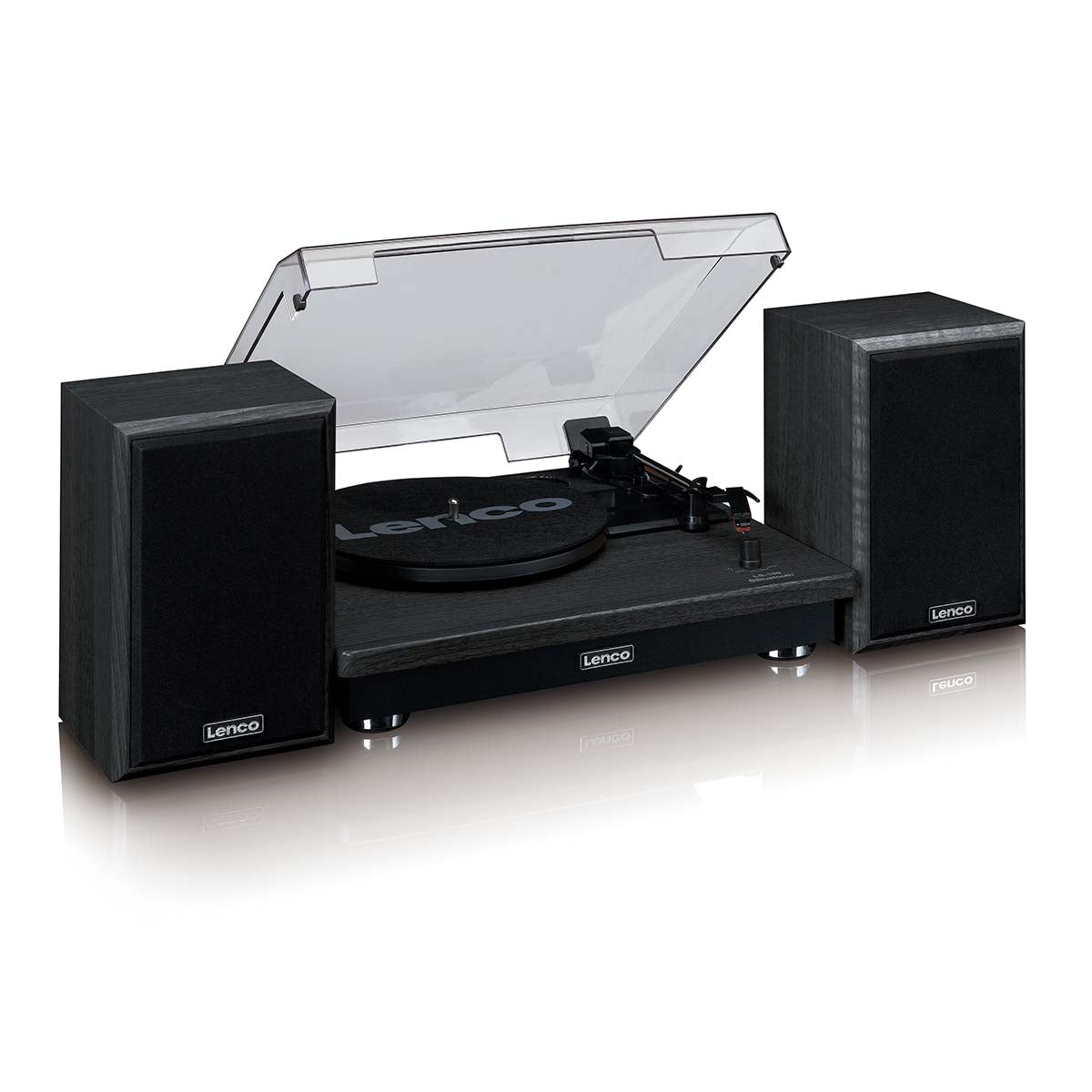 LENCO LS-100BK - Turntable with Bluetooth® reception and two external speakers - Black