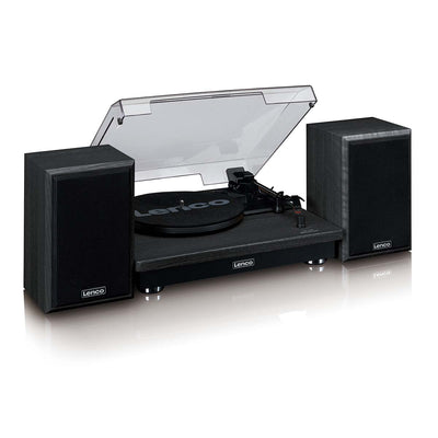 LENCO LS-100BK - Turntable with Bluetooth® reception and two external speakers - Black