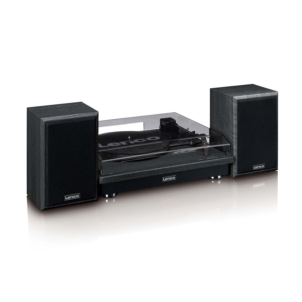 LENCO LS-100BK - Turntable with Bluetooth® reception and two external speakers - Black