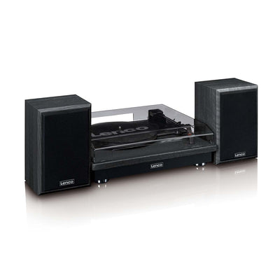 LENCO LS-100BK - Turntable with Bluetooth® reception and two external speakers - Black